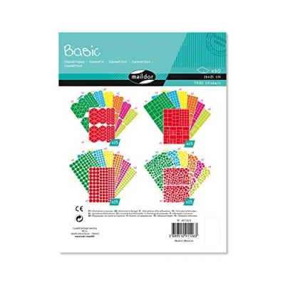 Image of Maildor Ref AE126O Baby Stickers (Pack of 60 Sheets) 21 x 14.8cm Multi Coloured Geometric Designs 7920 Total, Brightly Coloured, Suitable for Children Aged 2+