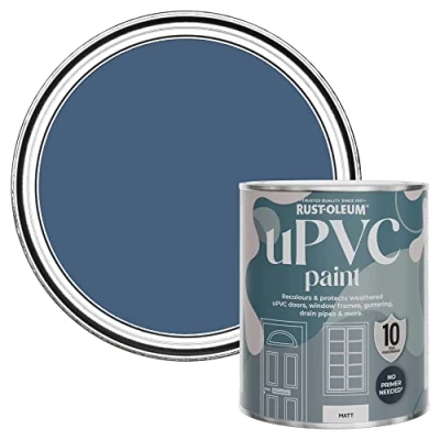 Image of Rust Oleum Blue uPVC Door and Window Paint in Matt Finish Ink 750ml