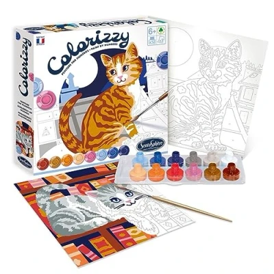 Image of Sentosphere 3904503 Colorizzy Paint by Numbers Painting Set for Kids Cat Craft Kit Creative DIY
