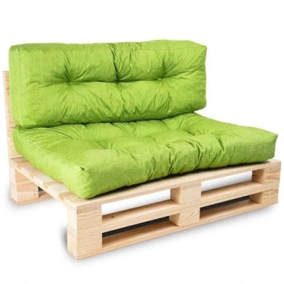 Image of bananair Pallet Cushions Outdoor Water Repellent &amp; UV Resistant Fabric Highly Comfortable Foam Padded Garden Furniture (1 Seat 120x80 cm + 1 Back 120x40 cm, Green)