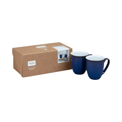 Image of Denby Imperial Blue 2 Piece Coffee Beaker / Mug Set