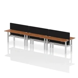 Image of Air B2B 1600x600mm Adjustable 6P Bench Desk CP Walnut/Silver + Screen
