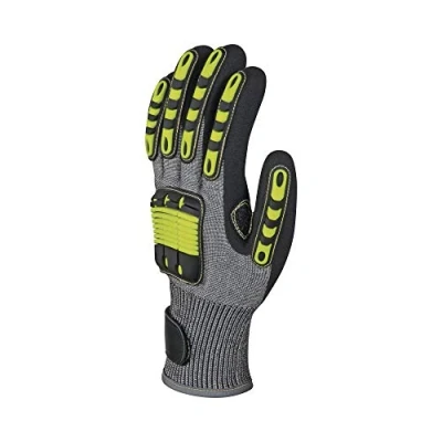 Image of Delta Plus VV913JA08 High Performance Polyethylene Fibre Fine Knit Glove, Double Nitrile Palm, Yellow/Grey/Black, Size 08/1 Pair