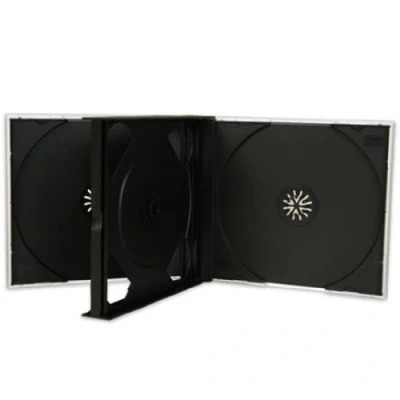 Image of Four Square Media 10 X CD DVD 4 way Jewel Cases 25mm for Disc with Black Tray Pack of