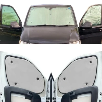 Image of Thermal Blinds Compatible With Iveco Daily (Years 2000 2014) (Front Set) Backing Colour in Light Grey, Reversible