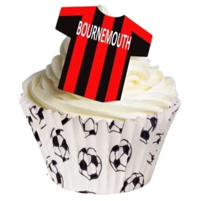 Image of 12 Edible T Shirt Decorations Great for Bournemouth Fans Perfectly pre Cut Wafer just pop Them Out The Packaging and top on Your Cake Pack of by CDA Products Ltd