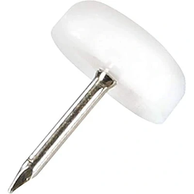 Image of Adsamm® / 32 x Glides in plastic with nail Ø 0,59&#039;&#039; (Ø 15 mm) white round Premium quality furniture sliders by