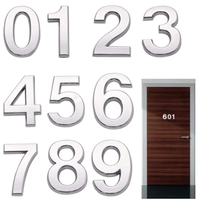 Image of Jiayaus 10Pcs Door Numbers Stick on House Street Address, Self Adhesive 3D for Home Office Room Mailbox, 0 to 9 (Silver)