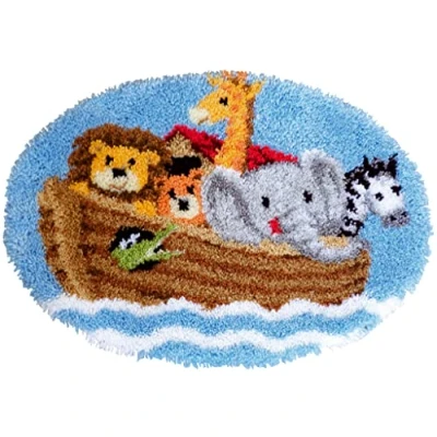 Image of Vervaco Noah&#039;s Ark Latch Hook Shaped Rug Kit, Multi Colour