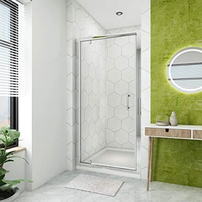 Image of ELEGANT 760mm Pivot Hinge Shower Door 6mm Safety Glass Reversible Enclosure Cubicle
