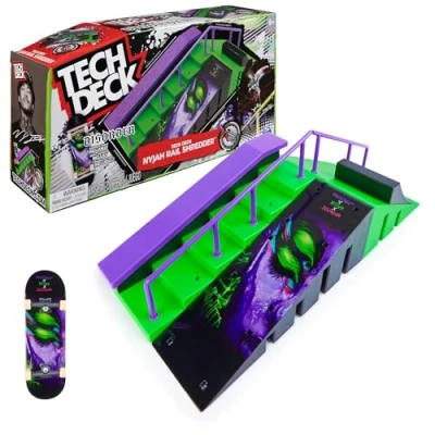 Image of Tech Deck Rampa Nyjah Rail Shredder Fretboard Set + Colourful Collectable Skateboard