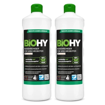 Image of BiOHY Floor Cleaner for Mopping Robots with Orange Scent (2 x 1l Bottle) Cleaning Agent Concentrate All Foam Free &amp; Streak Sustainable 1:200
