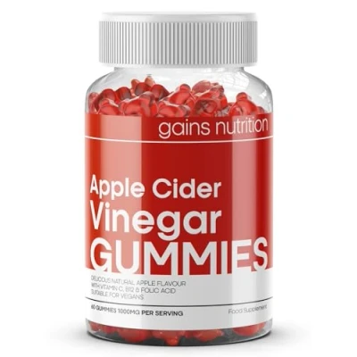Image of GN Apple Cider Vinegar Gummies 60 High Strength 1000mg per Serving ACV with Vitamin b12 &amp; Folic Acid Non GMO Suitable for Vegans