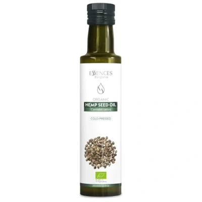 Image of Essences Bulgaria Organic Hemp Seed Oil 250ml 100% Natural Cold Pressed Extra Premium Quality Rich in Omegas Dips Salads No Additives or Preservatives Non GMO Vegan