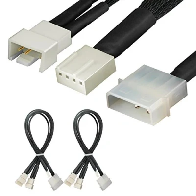 Image of J&amp;D 4 Pin Molex to Fan Power Splitter Cable 2Pack, For PWM Computer Case Cooling Fans, 30 cm