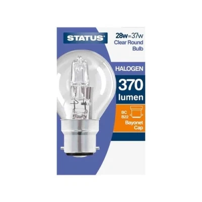 Image of Status 28W Clear Round Halogen Bulb BC