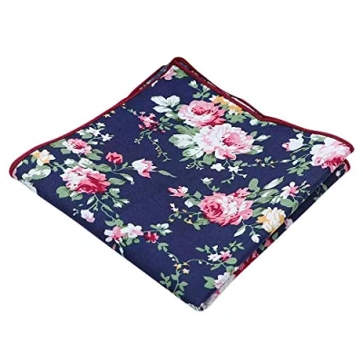 Image of DB Dickie Bow Luxury Cotton Pocket Square (Blue Floral) suitable for formalwear, office, weddings, parties, grooms &amp; groomsmen outfits