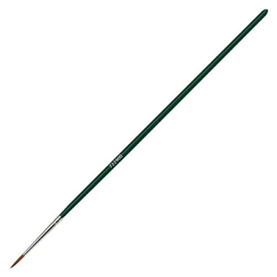 Image of Kreul 722900 Universal Synthetic Pony Fur Brush, Round, Fabric Size, Acrylic and for Posters, Paints Glass Porcelain, Green, Size 0