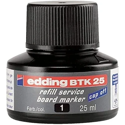 Image of edding BTK 25 refill ink whiteboard marker black ml with capillary system, for quick refilling of almost all markers
