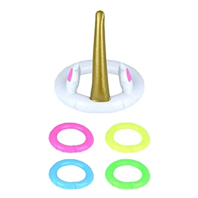 Image of HENBRANDT Inflatable Unicorn Ring Toss Game 5pcs Hoopla Games for Kids Party Decorations