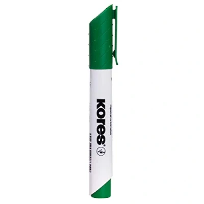 Image of Kores Green Whiteboard Marker Pens K XW1, Round Tip with Low Odour Ink Dry Wipe School Supplies, Office Supplies Pack of 12