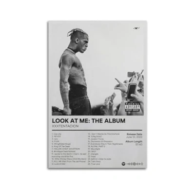 Image of Szzmyo Xxxtentacion Poster Look at Me The Album Decorative Painting Modern Aesthetic Canvas Bedroom Art Living Room Decoration 12x18inch(30x45cm) Unframe Style