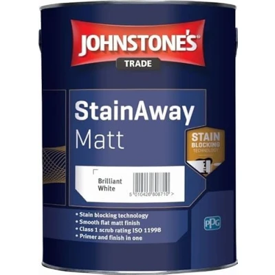 Image of Johnstone&#039;s Trade StainAway Matt Brilliant White 10 Litres