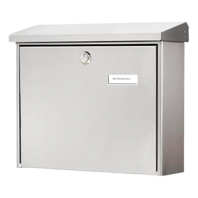 Image of BURG WÄCHTER Stainless Steel Letterbox with Hinged Pain Canopy, A4 Throw in Format, EU Norm EN 13724, Amrum 3867 Ni
