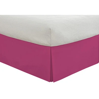 Image of Lux Hotel Tailored Bed Skirt Classic 14&quot; Drop Length Pleated Styling, Twin XL, Pink