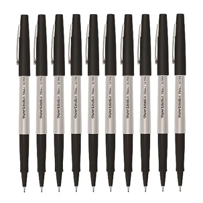 Image of Paper Mate Flair Fineliner Pens Ultra Fine Point 0.4mm Black Ink Pack of 10