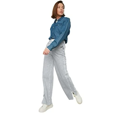 Image of Trendyol FeMan Modest High Waist Wide Leg Regular fit Jeans Light Blue