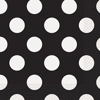 Image of NANA&#039;S Party Shipping Fast Black Polka Dots 16 Luncheon Napkins (33Cm X 33Cm) Spots Birthday