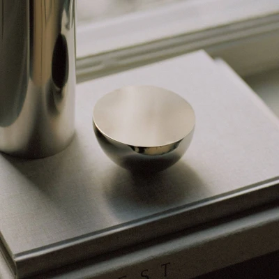 Image of New Works table mirror Aura, Ø 13 cm, stainless steel, polished
