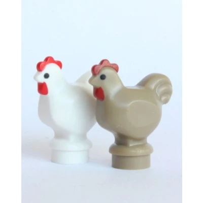 Image of LEGO® City 2 Chickens White and Brown Farm Animals