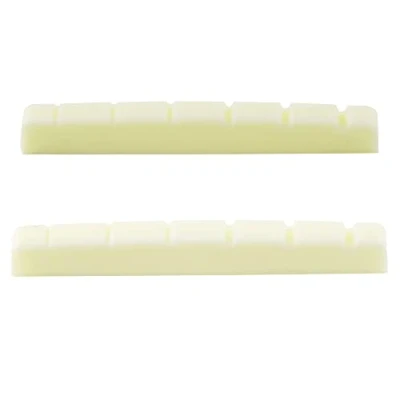 Image of Musiclily Pro Urea Resin Plastic Slotted 42mm Strat Tele Electric Guitar Nuts Flat Bottom for 6 string Stratocaster/Telecaster Guitar, Ivory(Set of 2)