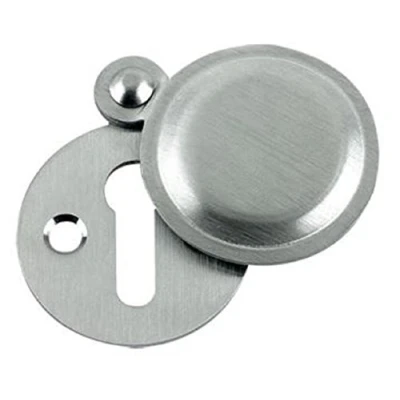 Image of Carlisle Brass Victorian Standard Profile Keyhole CLOSED Covered Lock Swing Cover Plate Escutcheon 32mm + Screws (Satin Chrome)