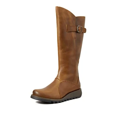 Image of Fly London Women&#039;s Mol 2 Zip up Boots, Camel, 5 UK