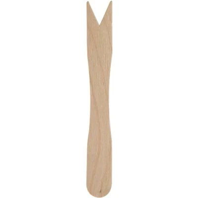 Image of Abena Gastro Disposable Wooden Chip Forks Pack of 100 8.5cm Perfect for Fish and Chips Forks, Mini Sticks, Forks. Graze Tables.