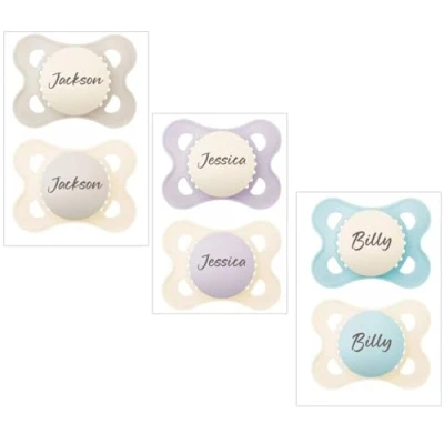 Image of MAM *2 Pack* Personalised Dummy Pacifier Soother, 0 6 Months, Unisex Name