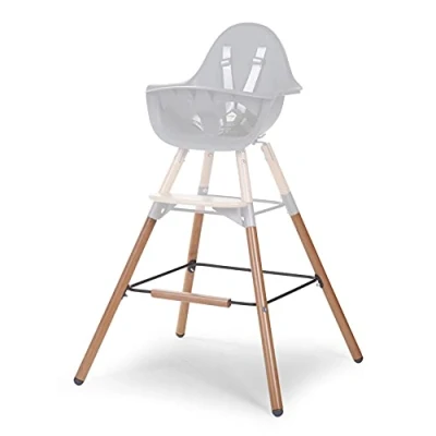 Image of BEABA, Extra Long Leg Set for Evolu 2 Baby high Chair, adapts to a 90cm kitchen island or bar, Footrest, Beechwood, Easy assemble, Colour Charcoal