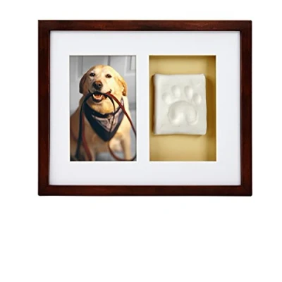 Image of Pearhead Dog Or Cat Paw Prints Pet Wall Frame With Clay Imprint Kit, Sentiment Keepsake Frame, Memorial Picture Espresso