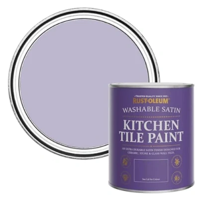 Image of Rust Oleum Purple water resistant Kitchen Tile Paint in Satin Finish Wisteria 750ml