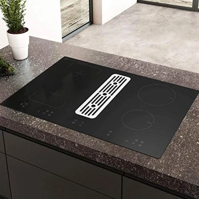 Image of SIA IHDR80BL 80cm Black Induction Hob With Built In Downdraft Extractor Fan