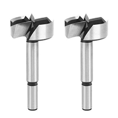 Image of 2 Pieces Wood Drill, 40mm Forstner Drill Bits Steel Boring Hole Saw Sharp Hinge Cutter for Cutting (Silvery)