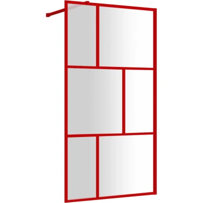 Image of vidaXL Walk in Shower Wall with Clear ESG Glass Red 100x195 cm
