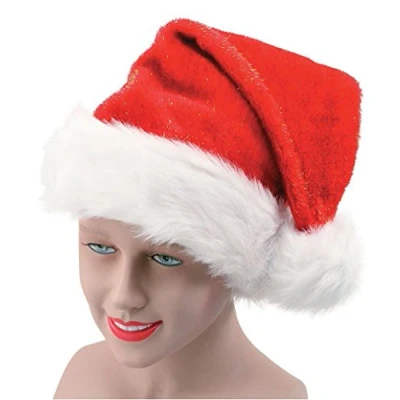 Image of Christmas Santa Hat with Glitter Lady Miss Fancy Dress Costume Accessories Party Fun Stocking Filler Xmas Decorations Display