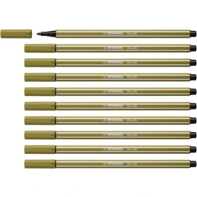 Image of Premium Fibre Tip Pen STABILO 68 Pack of 10 Mud Green