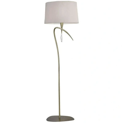 Image of Mara Floor Lamp 4 Light E27, Antique Brass Ivory White Shade
