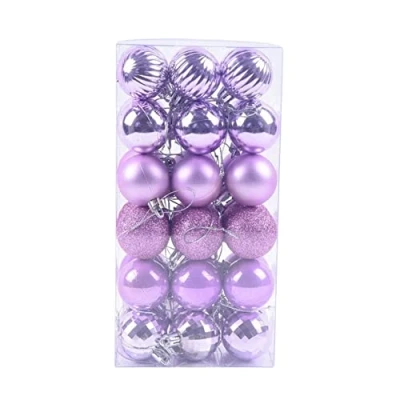 Image of AMIUHOUN Christmas Jewellery Shatterproof Tree Set Baubles Decoration New Purple