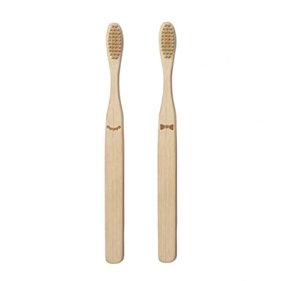 Image of Kikkerland His &amp; Hers Bamboo Toothbrush Set of 2